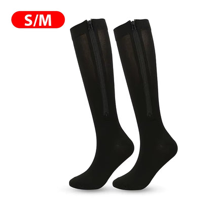 Medical Zipper Compression Socks Women Men High Elasticity Nylon Closed Toe Pressure Stocking for Edema Varicose Veins