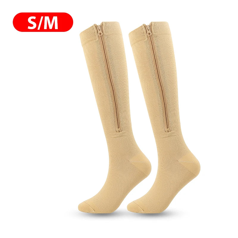 Medical Zipper Compression Socks Women Men High Elasticity Nylon Closed Toe Pressure Stocking for Edema Varicose Veins